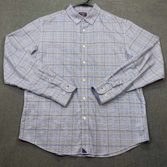 Untuckit Mens Large Miriano Plaid Button-Down Shirt Wrinkle-Free 100% Cotton - Picture 1 of 13